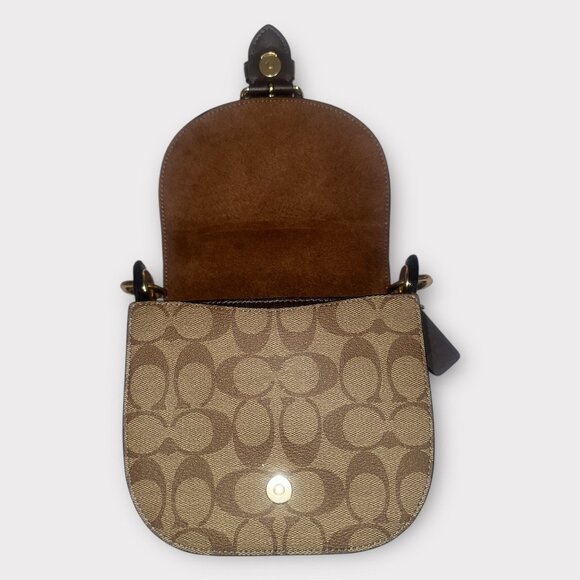 Coach Kleo 17 Bag C5691 Orange Suede Signature Canvas Convertible Handbag Fall - Picture 9 of 11